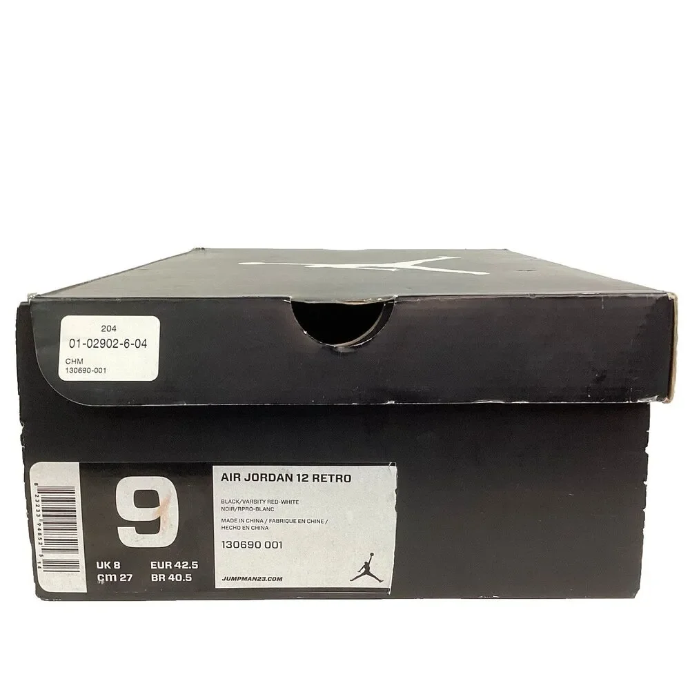 Nike Air Jordan 12 Retro Men's Sz 9 Black/Varsity Red White 130690-001 BOX ONLY!
